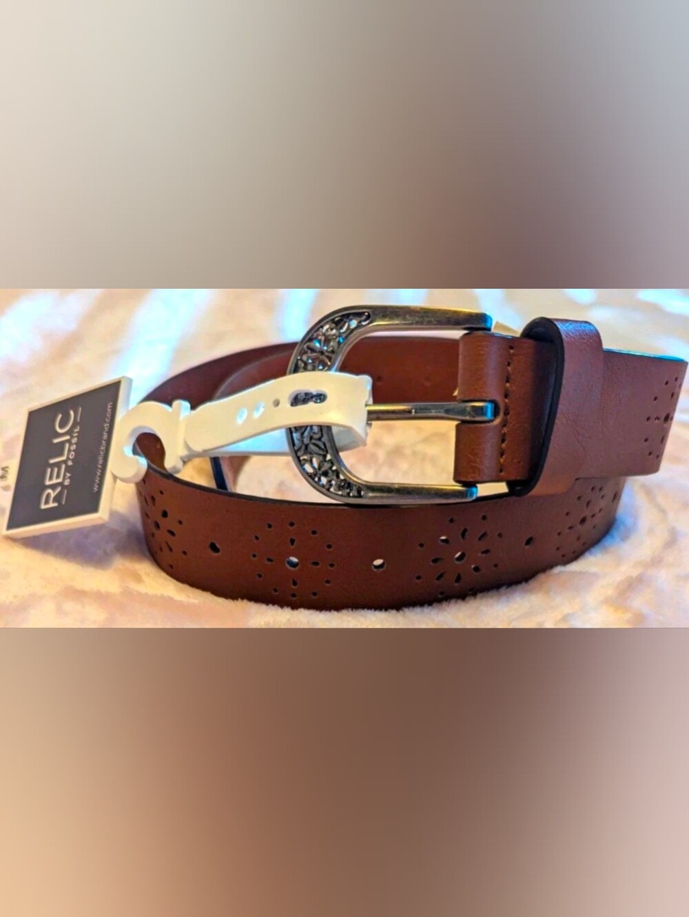 Relic Womens Brown FloralWestern Fashion Belt Adjustable Buckle Size Medium